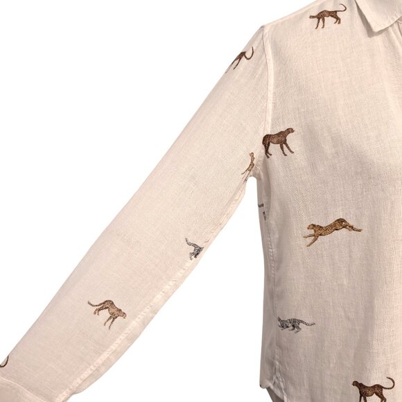 Rails Womens Size XS Charli Safari Cheetah Print Linen Blend Button Blouse Top - Picture 6 of 10